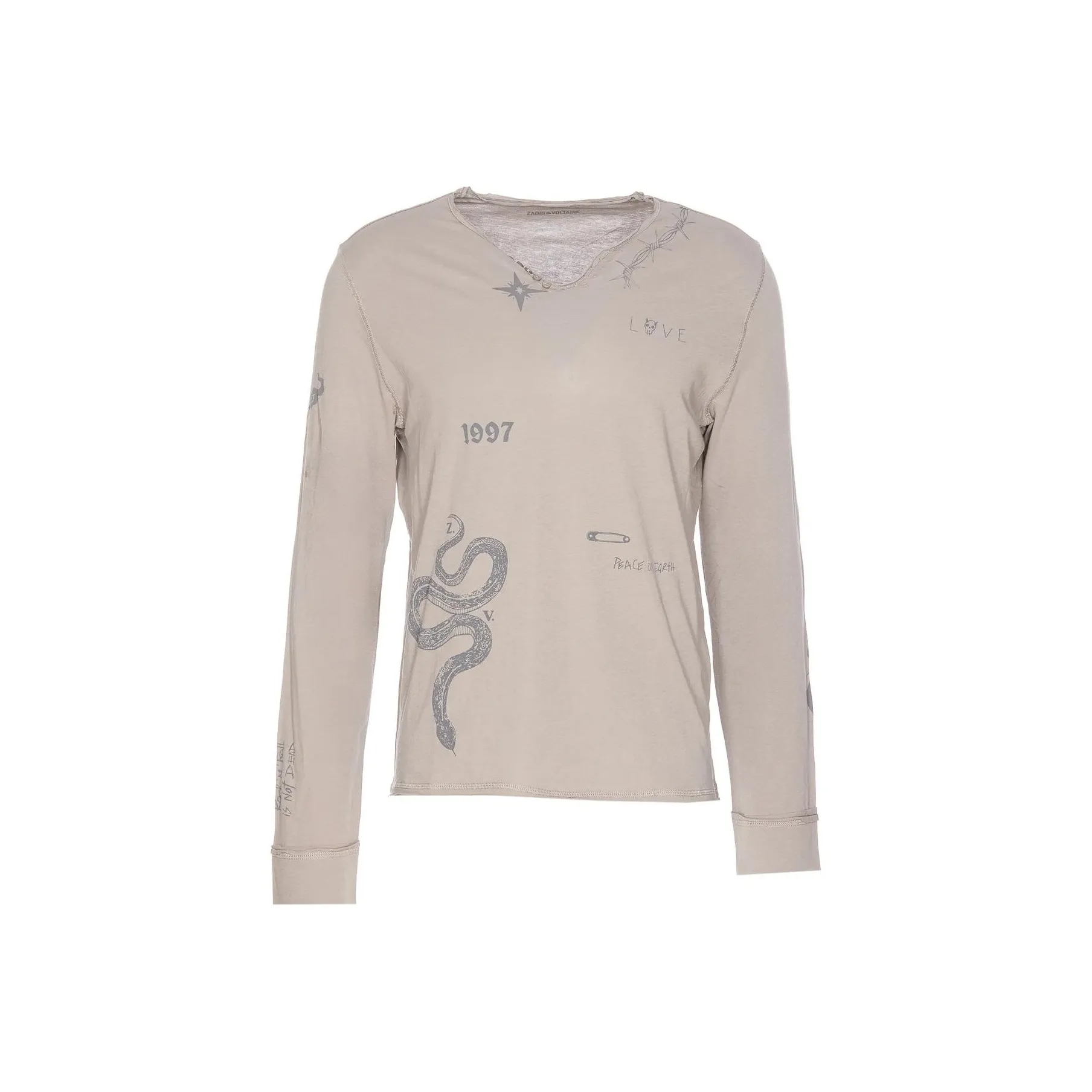 Zadig & Voltaire Monastir Henley Long Sleeved T Shirt