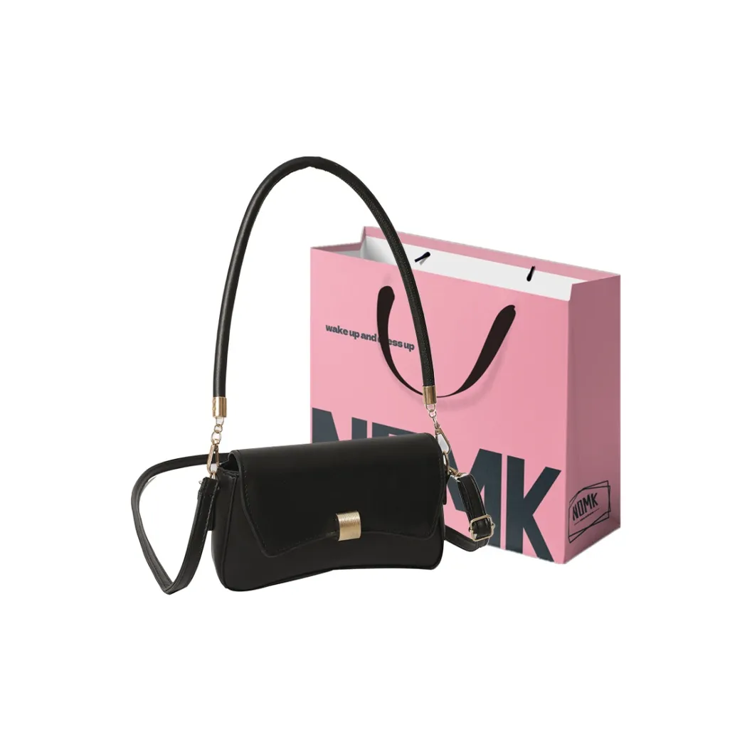 NOMK ПУ (полиуретан) Сумка через плечо Маленькая квадратная сумка Сумка на плечо Багетная сумка Сумка на плечо Женская Черная