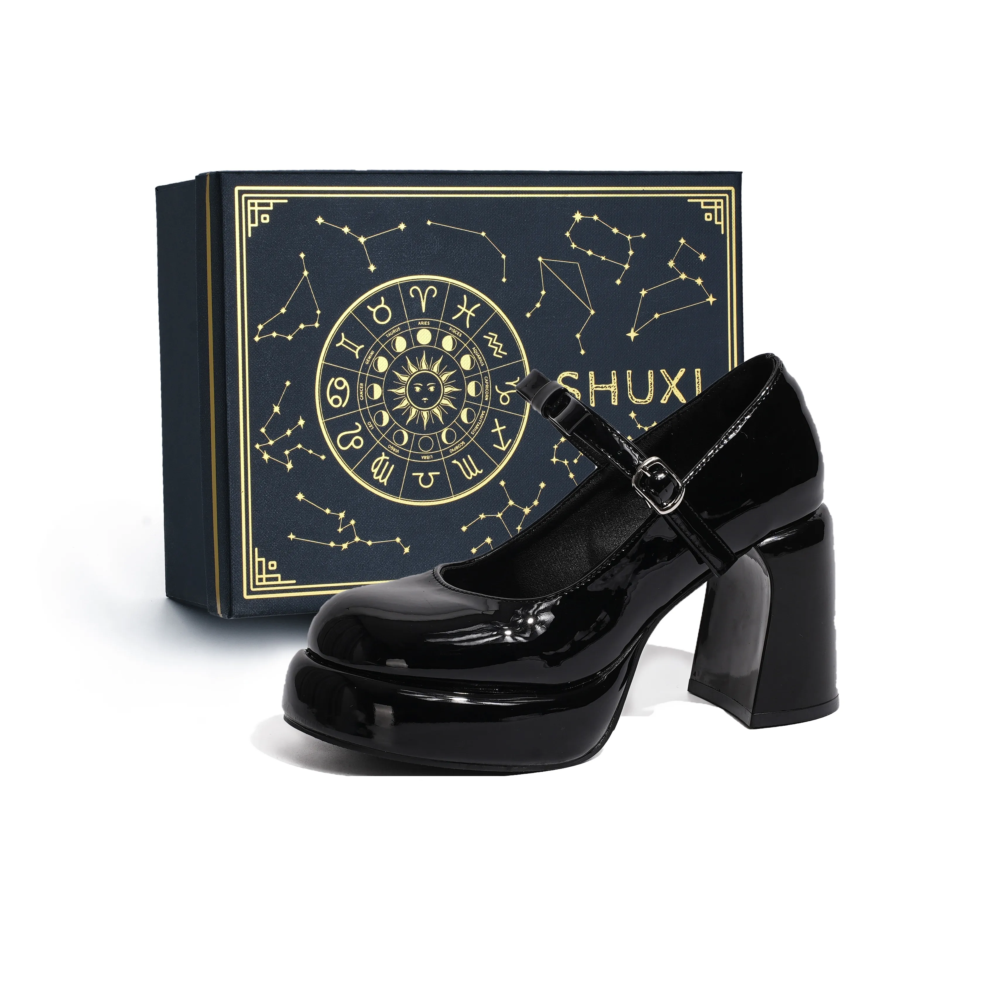 SHUXI Грубый каблук Мэри Джейн туфли 8 см женские