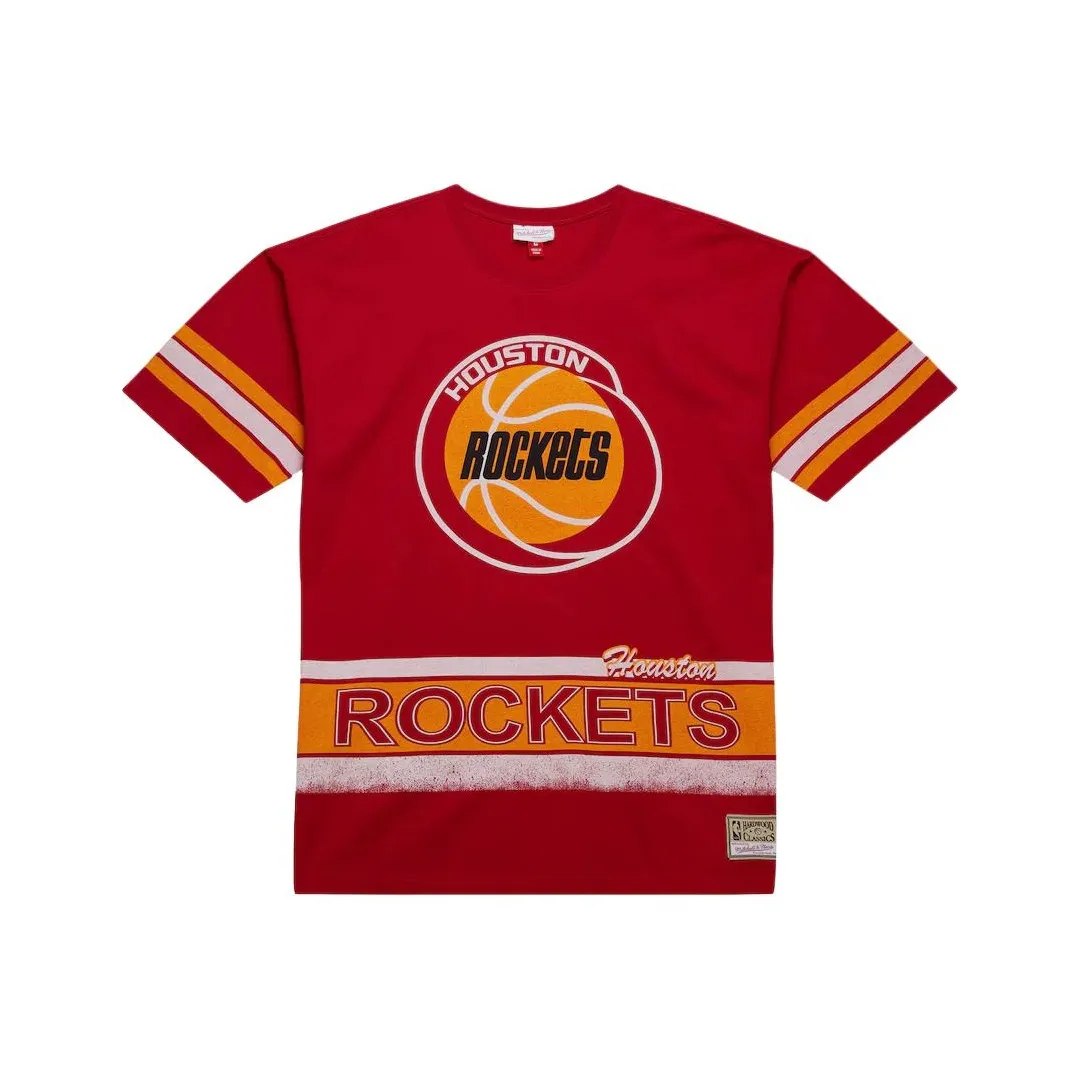 Mitchell & Ness x NBA Houston Rockets Fashion Oversized Vintage T Shirt Men's Red