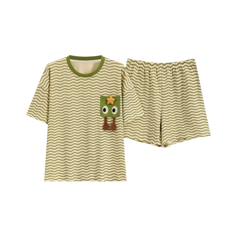 Sleep Pajama Set Women's Green Water Ripple