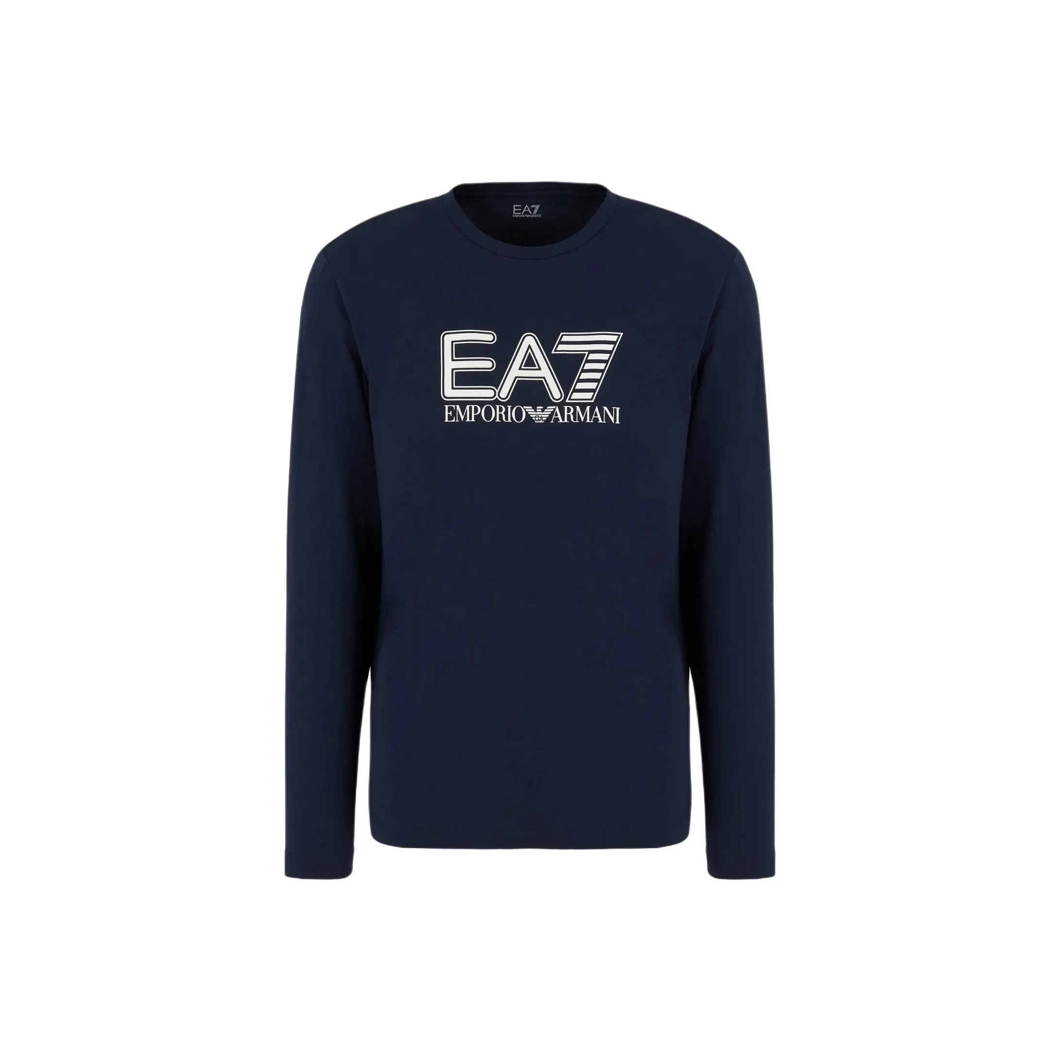 EMPORIO ARMANI EA7 Letter Logo С принтом Круглый вырез Облегающий крой Длинный рукав Т-рубашка Мужская Темно-синий