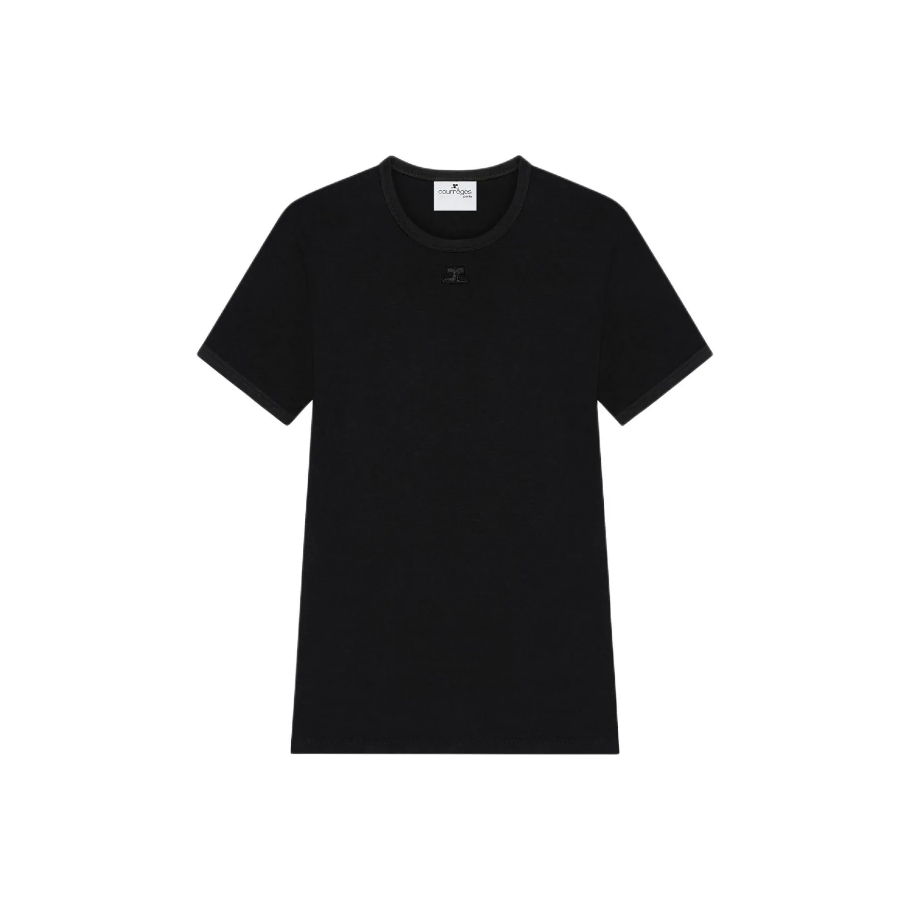 COURREGES SS25 SIGNATURE Контрастная рубашка T-Shirt Мужская Черная Черная