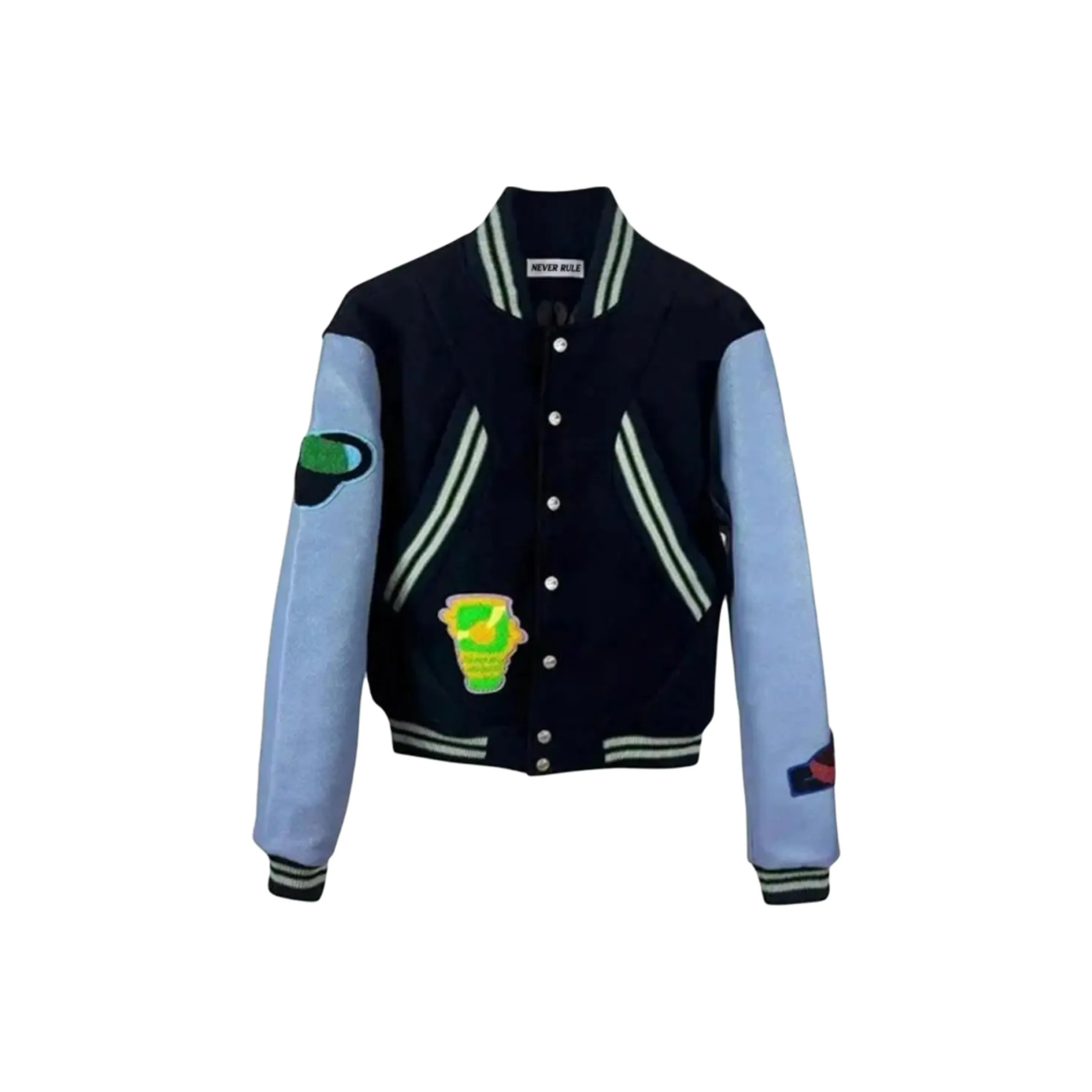 NEVER RULE Бейсбольная куртка Унисекс Темно-синий