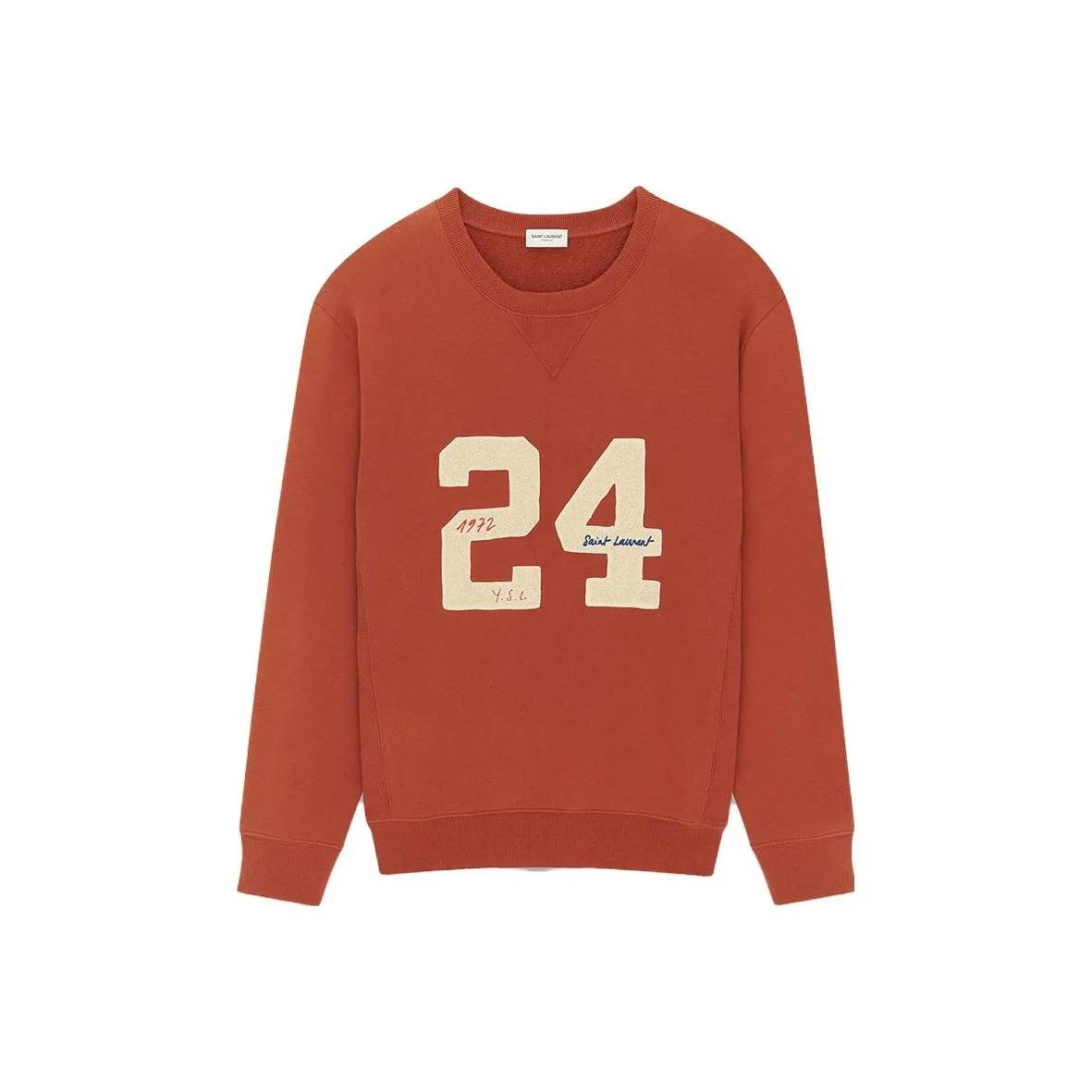 SAINT LAURENT Logo Embroidery Cotton Sweatshirt