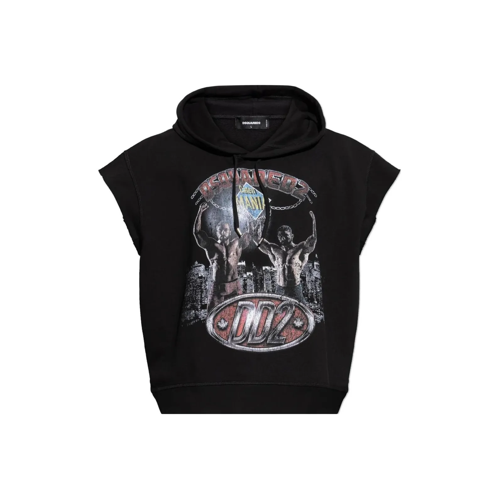 Dsquared2 Graphic Printed Cap Sleeved Hoodie