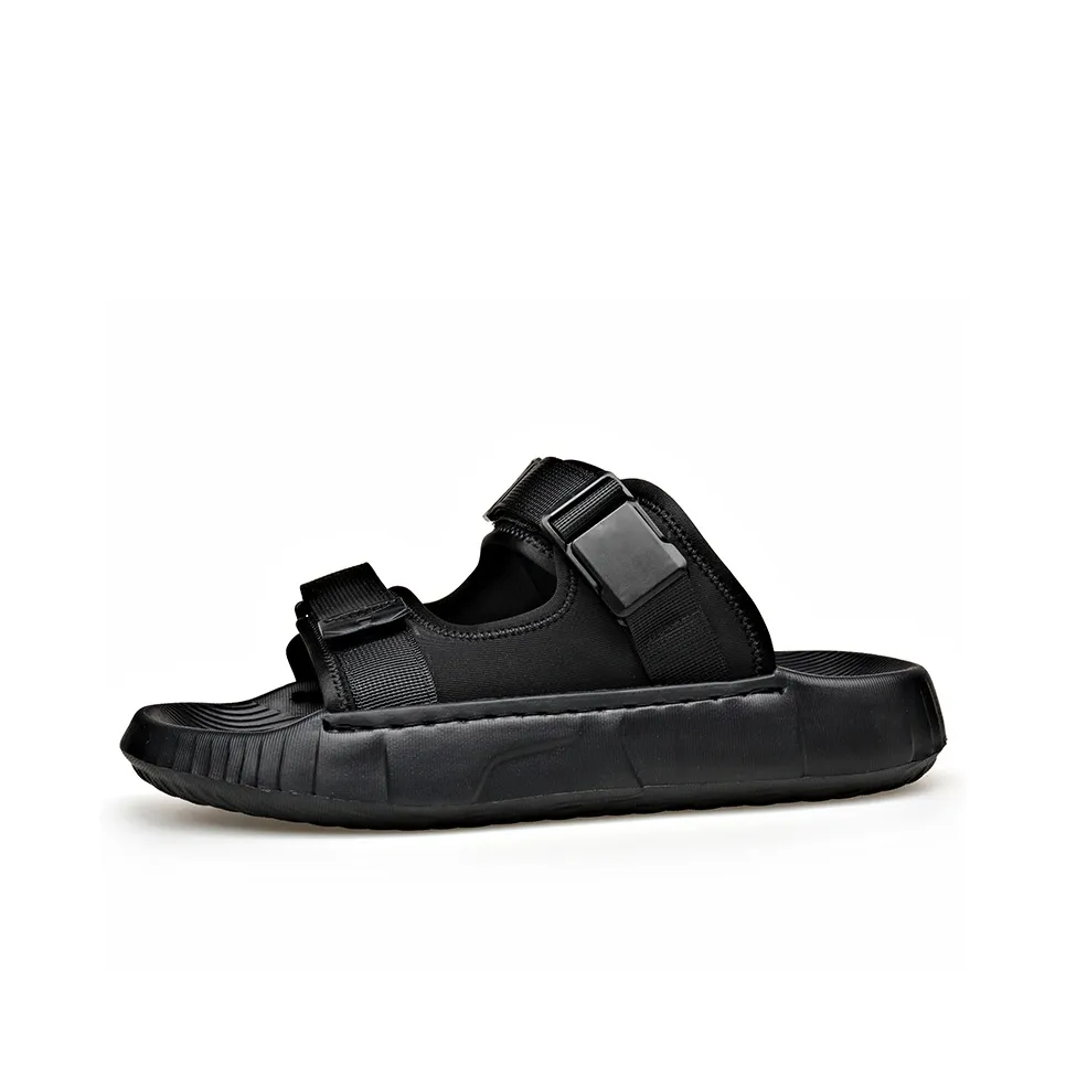 SHUPATE Slip Resistant Abrasion Resistant Massage Slide Slippers Men's Black