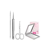 뷰티 4개 세트 [Pimple Needle + Pimple Pruner + Nose 헤어 트림머 + 확대용 글라스]