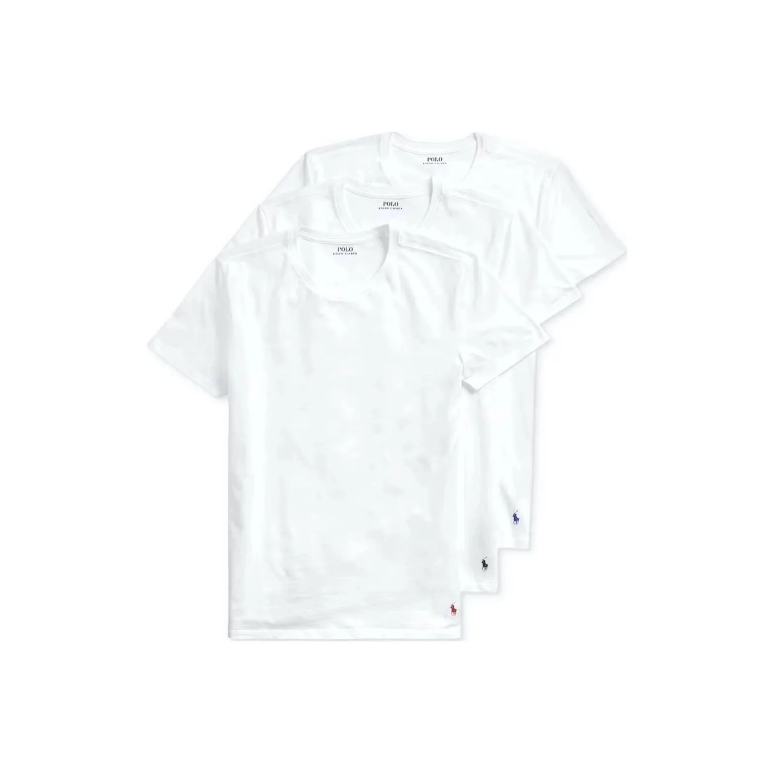 Polo Ralph Lauren Однотонный Логотип Вышитый Круглый вырез Короткий рукав Рубашка T Рубашка Мужская 3 упаковки Белый