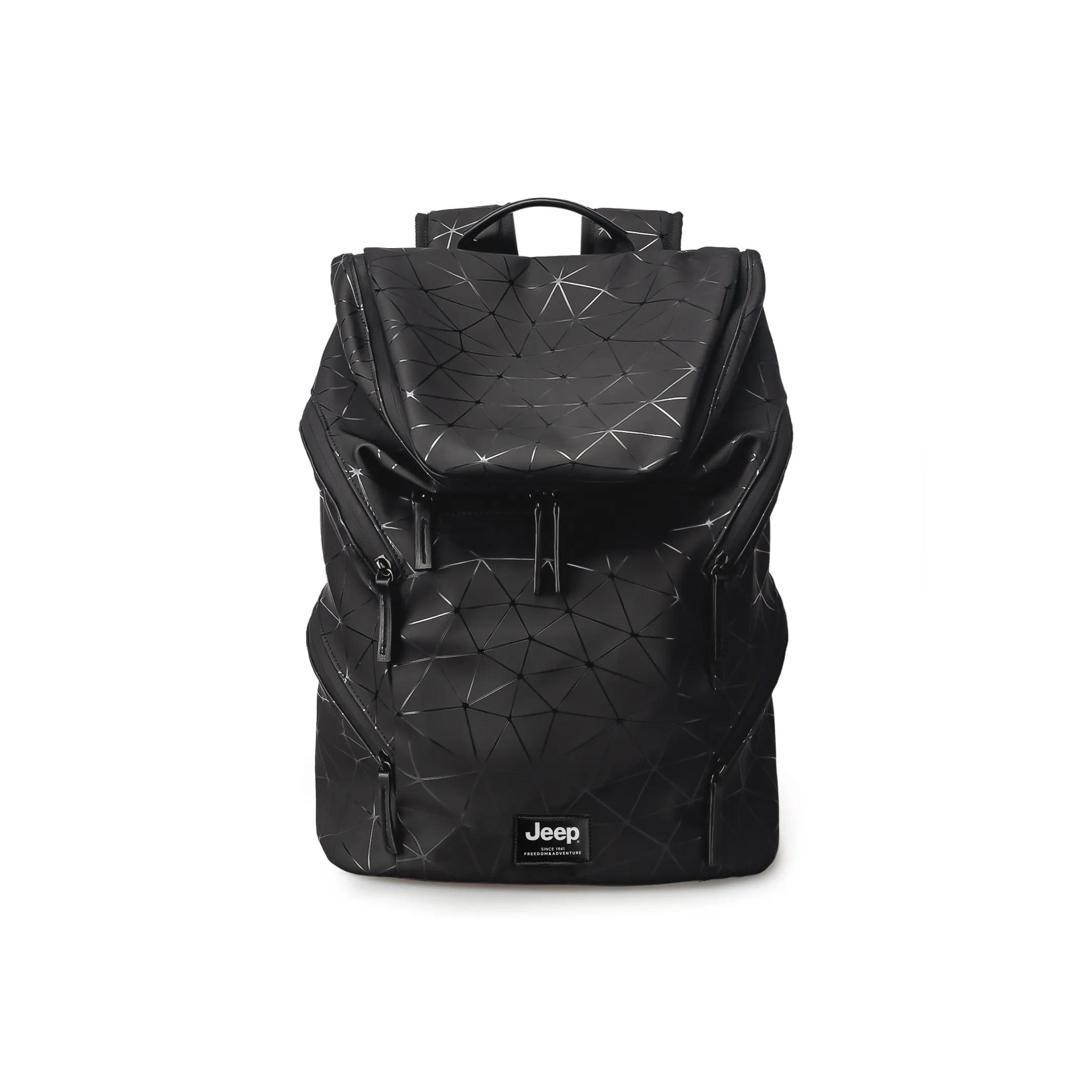 Jeep PU Good Looking High School University Student Backpack Basketball Bag Unisex Diamond Pattern Black