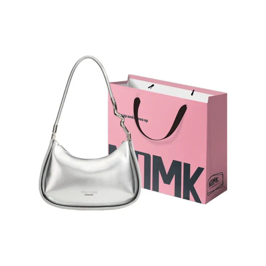 NOMK ПУ (полиуретан) Сумка через плечо Стандартная Женская Серебряный