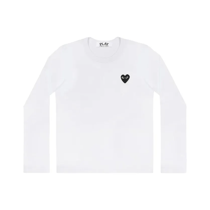 Comme Des Garcons Play Embroidered Black Heart Long Sleeve T shirt