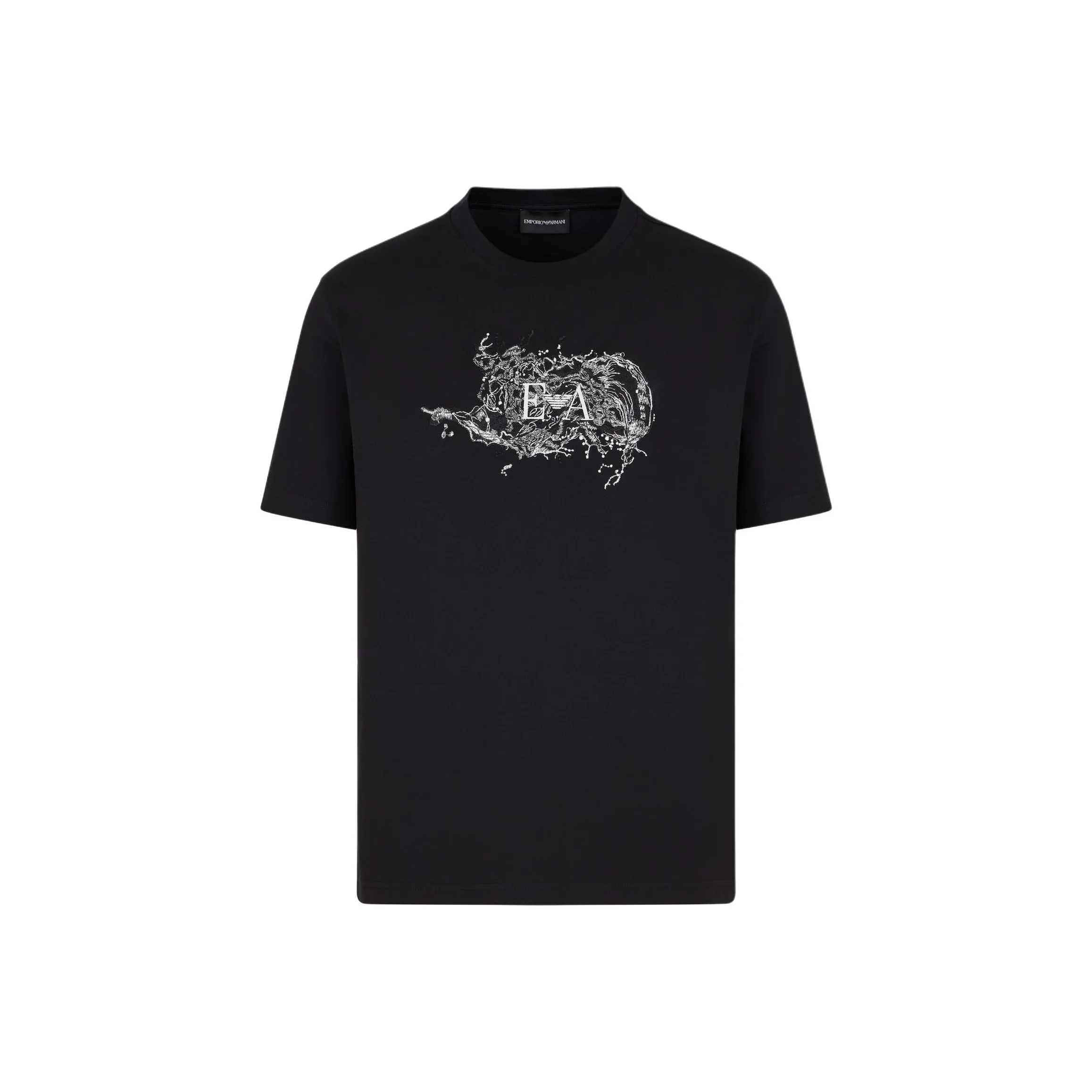 EMPORIO ARMANI Asv Jersey T shirt With Logo Embroidery And Breaking Waves