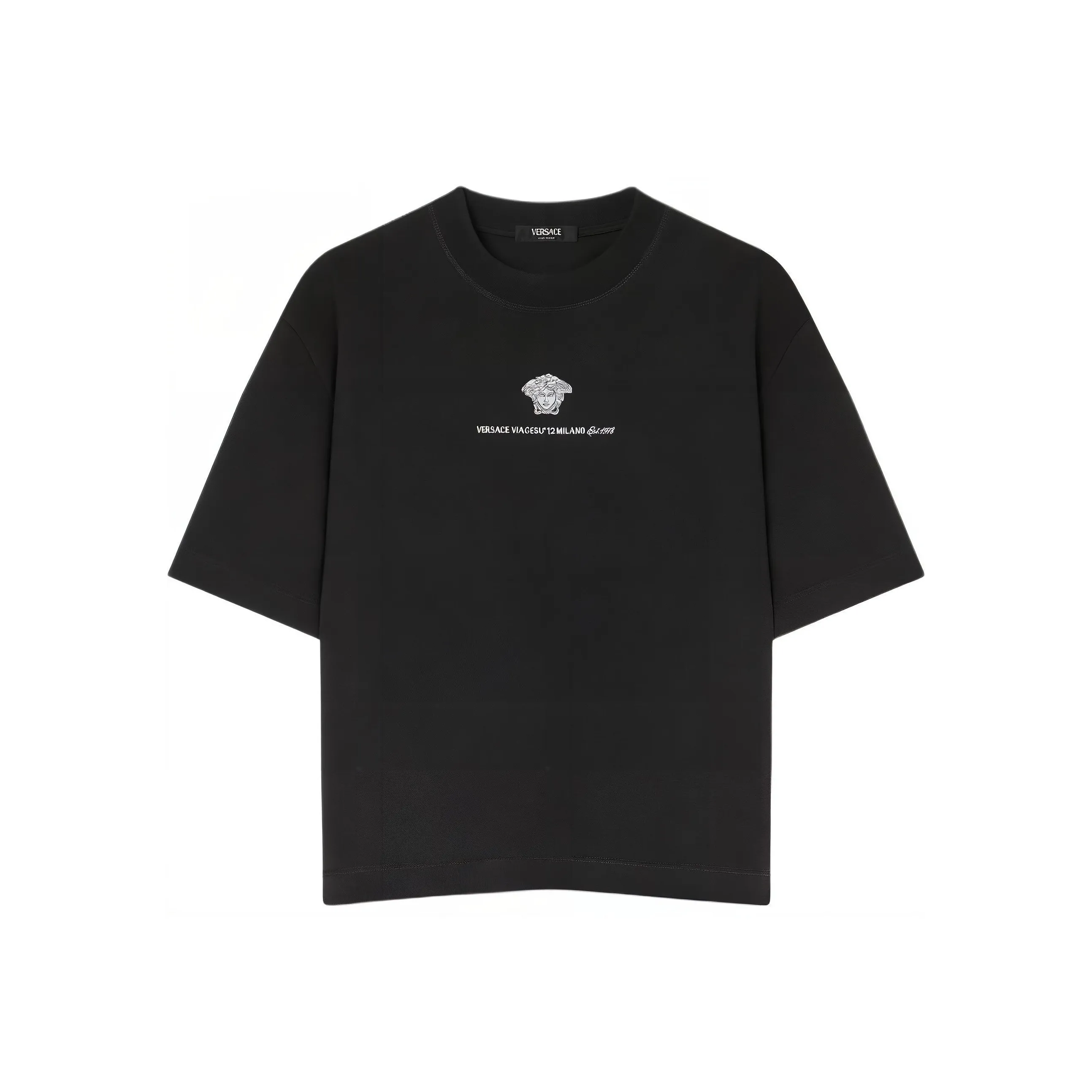 VERSACE Medusa Milano Embroidered Crewneck T Shirt