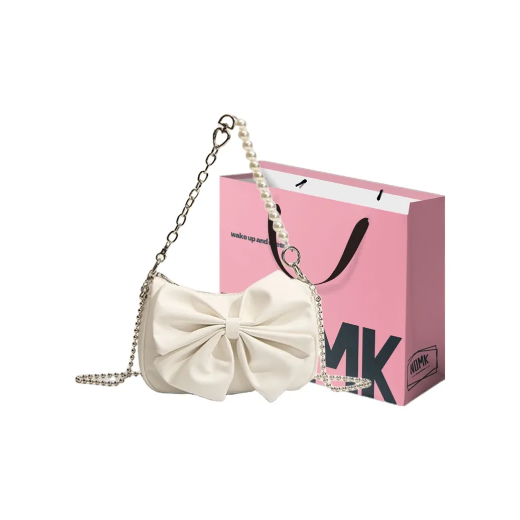 NOMK PU Crescent Bag Crossbody Bag Tote Bag Shopping Bag Shoulder Bag Medium Size Women's White