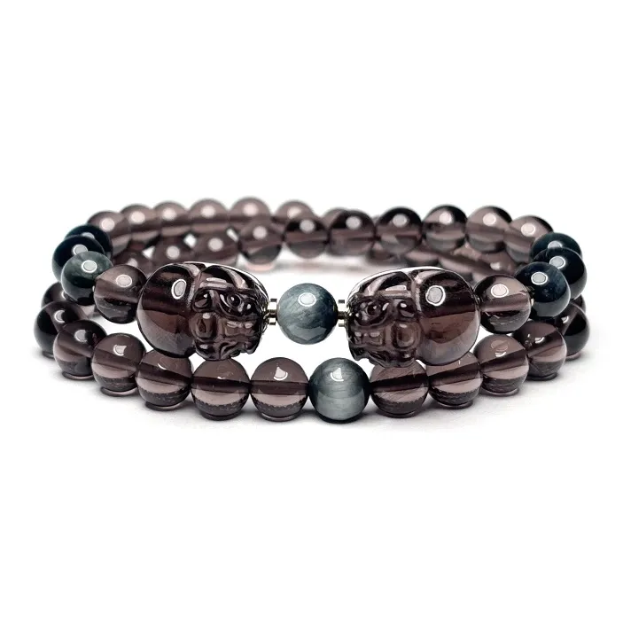 MOUNTAINS AND MANS Obsidian New Chinese Style Stackable Good Luck Beaded Bracelet Unisex