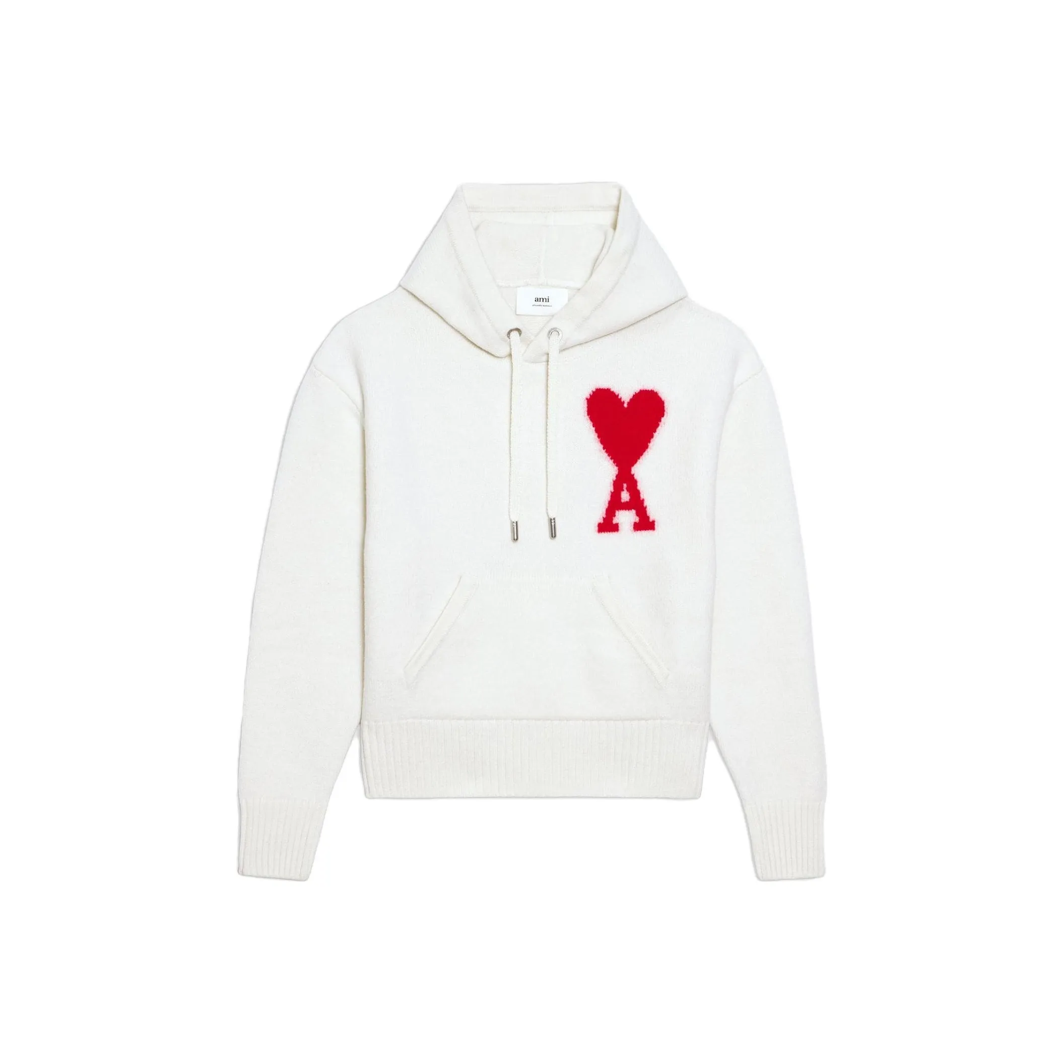 Ami Paris Ami De Coeur Merino Wool Knit Hoode