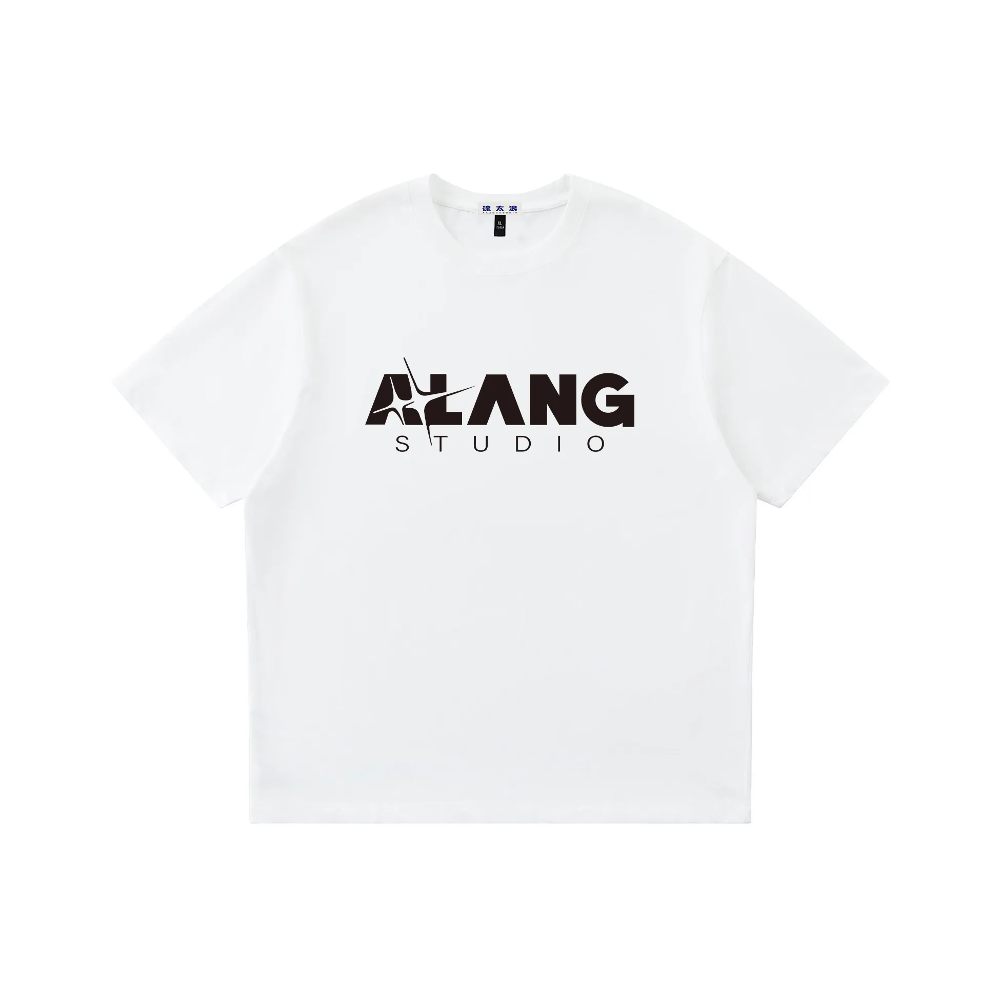ALang Studio Versatile Casual Loose Fit Off The Shoulder 100% Cotton Pullover Crew Neck Short Sleeved T Shirts Unisex