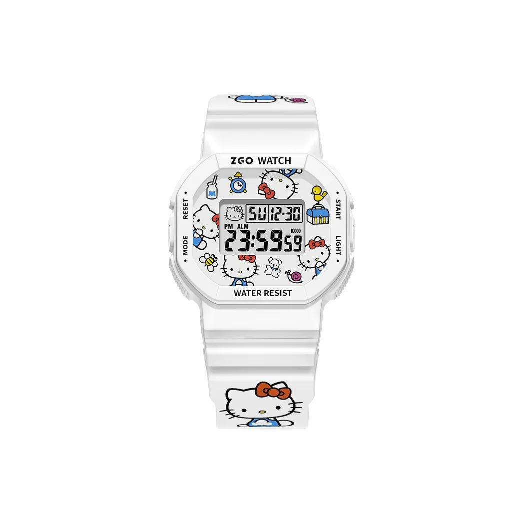 Zgo Sanrio Co Бренд Электронный Механизм TPU Ремешок Часы Женские Белый Циферблат