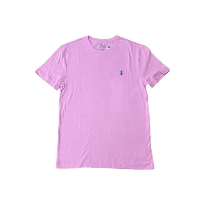 Polo Ralph Lauren Solid Color Small Horse Embroidered Crew Neck Casual Short Sleeved T Shirt Men's Pink