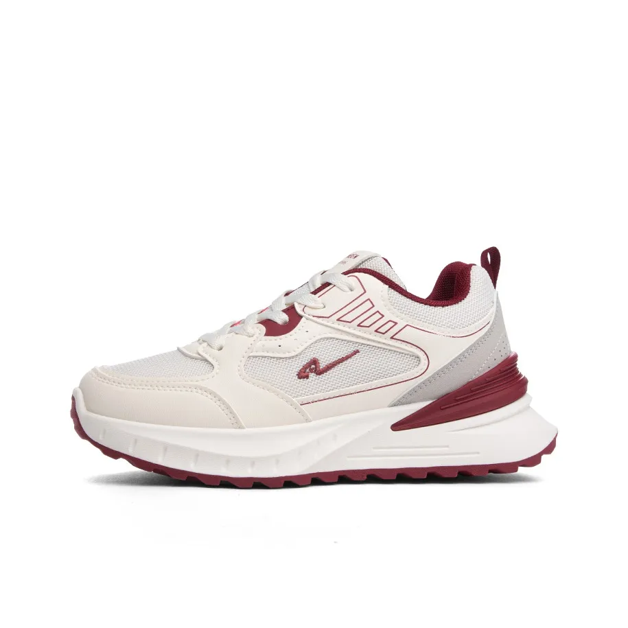 RENBEN Anti Slip And Wear Resistant Breathable Low Top Casual Shoes Women's White Red