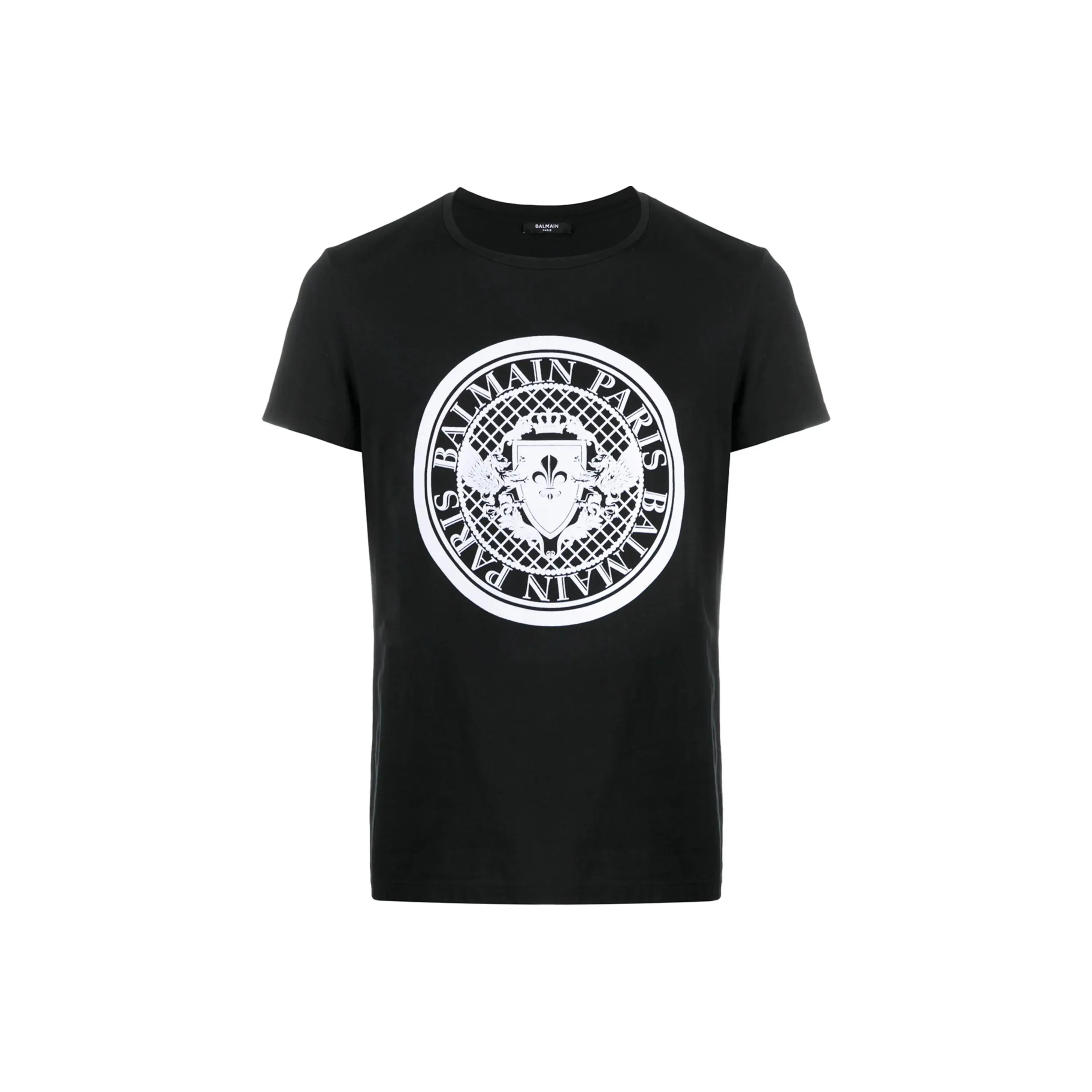 BALMAIN Letter Logo с принтом круглый вырез короткое рукав рубашка мужская черная