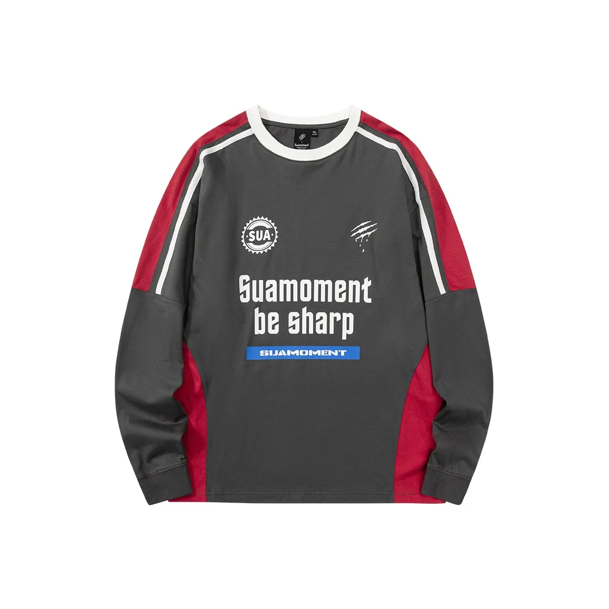 Suamoment Весенний Летний Американский Уличный Стиль Спортивный Цветовой Блок Пара Длинные Рукава Футболки Унисекс