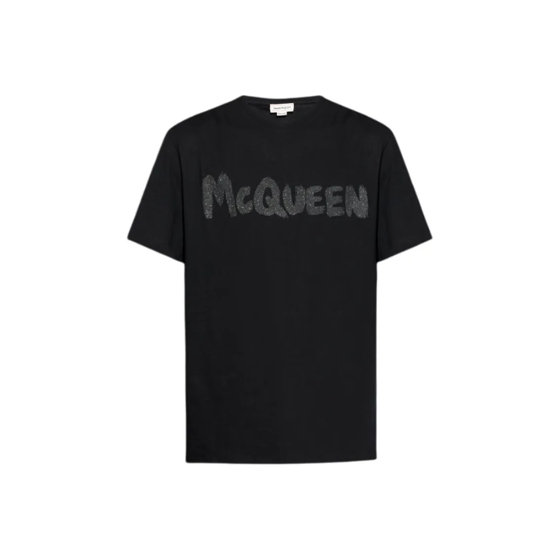Alexander McQueen Logo Printed Glittered Crewneck T Shirt