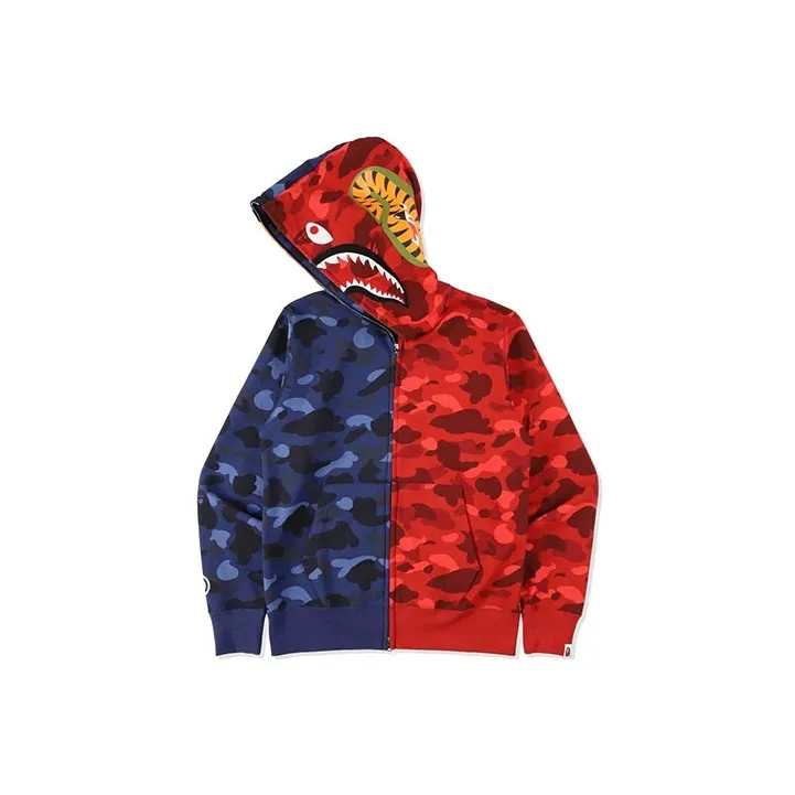 Bape Color Camo Tiger Shark Half Full Zip Hoodie SS21