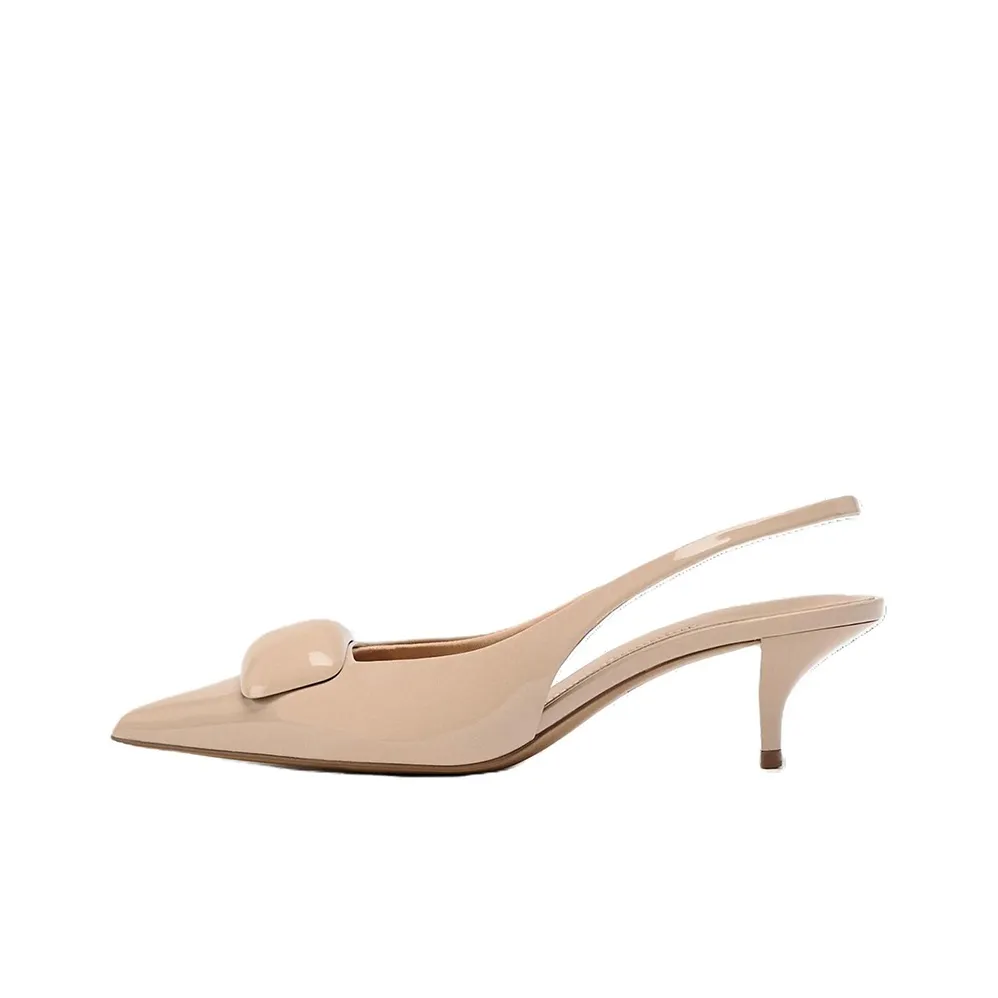 ZARA Узкий каблук Высокие каблуки 6 см Женские Бежевый