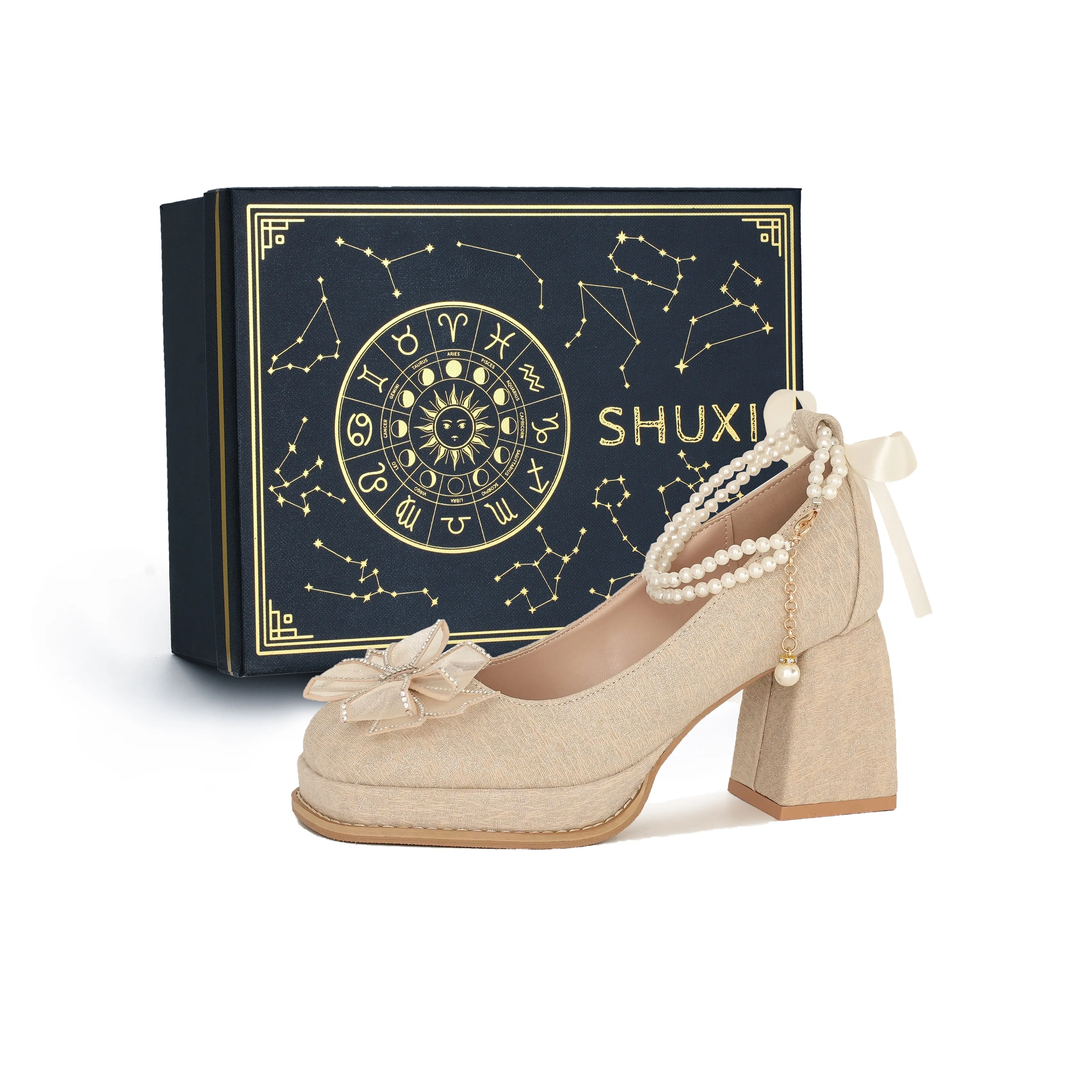 SHUXI Грубый каблук Высокие каблуки 8,5 см Женские Абрикос