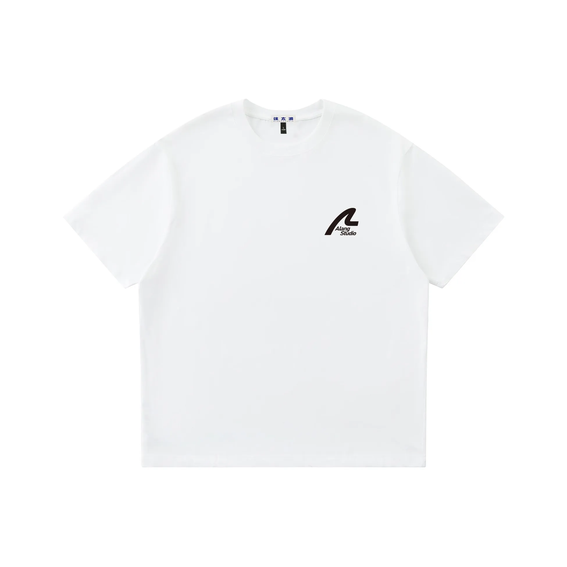 ALang Studio Versatile Casual Loose Fit Off The Shoulder 100% Cotton Pullover Crew Neck Short Sleeved T Shirts Unisex