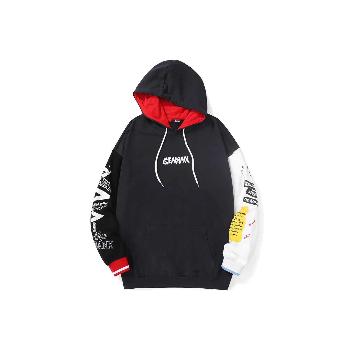 GENANX Hooded Loose Fit Regular Sweatshirt Unisex Navy Blue