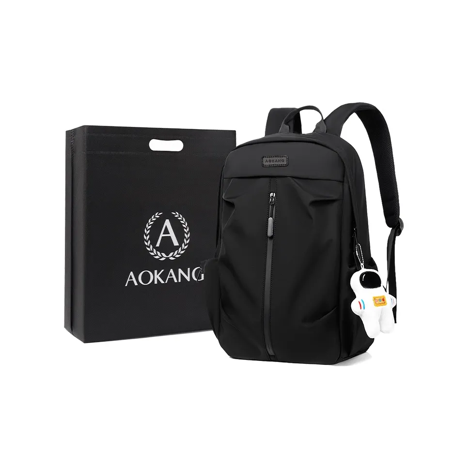 AOKANG Fabric Backpack Laptop Bag For Business Travel Large Size Unisex Classic Black