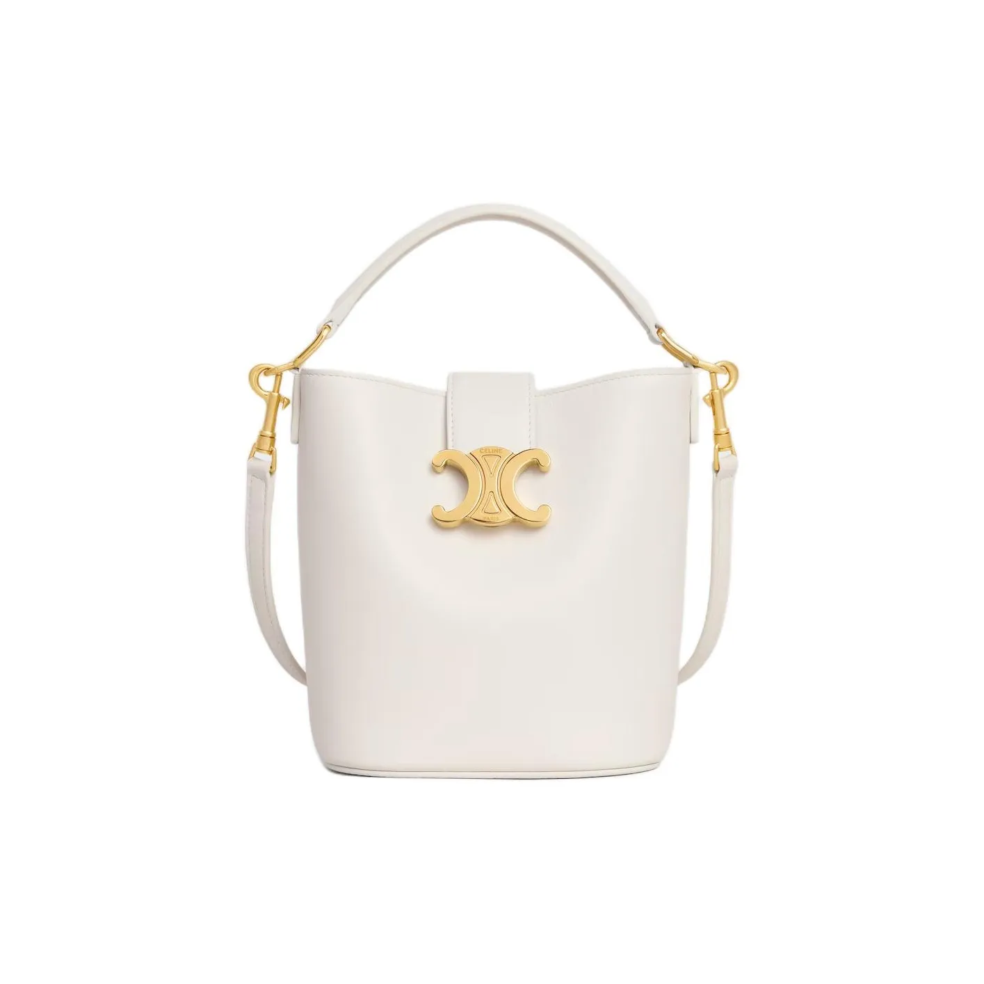 CELINE Calfskin Bucket Bag, One Shoulder Handbag Mini Women's Beige