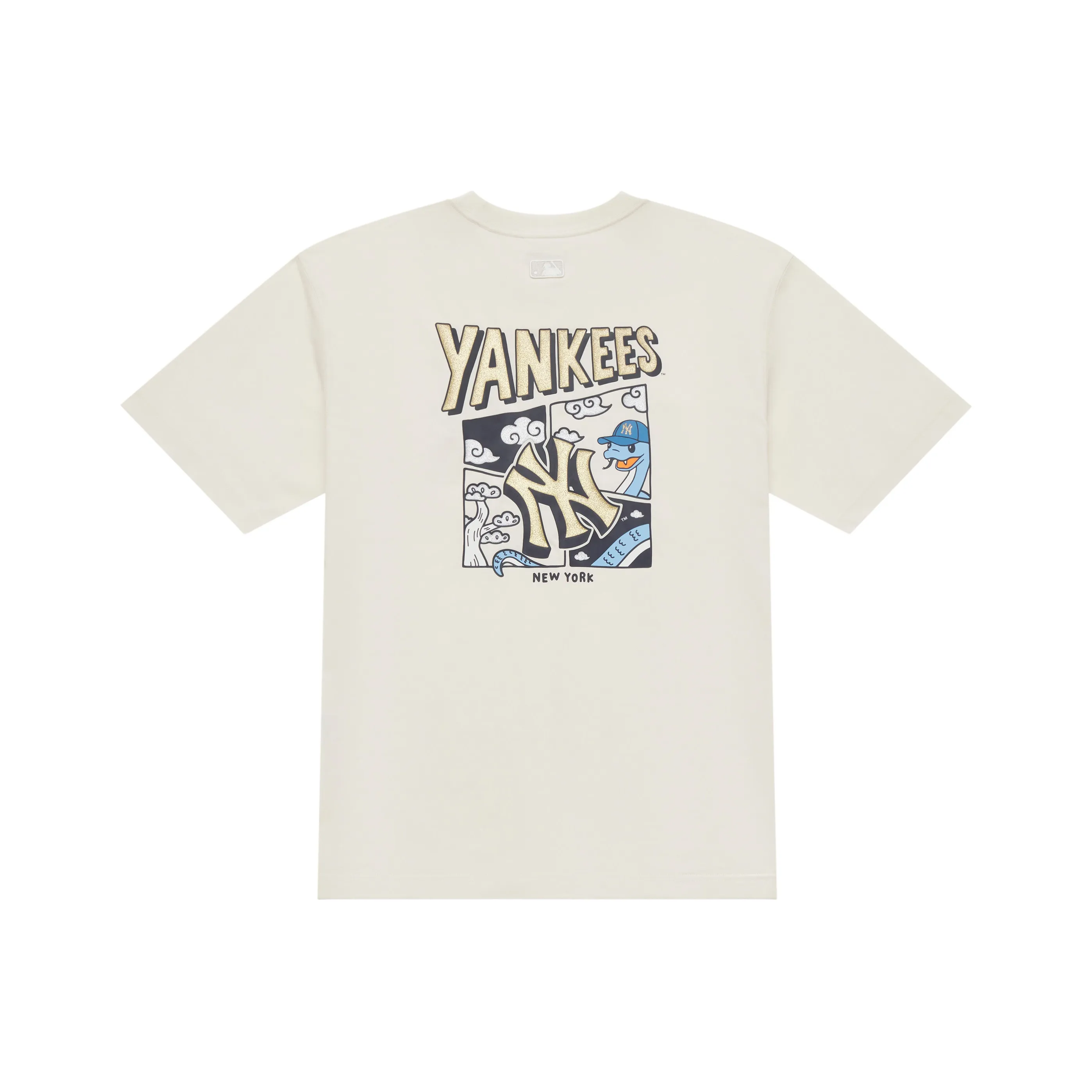 Mlb Base Logo Нью-Йорк Янкис Год Змеи Chinese New Year Collection SS25 T Рубашка Унисекс Стандарт Айвори