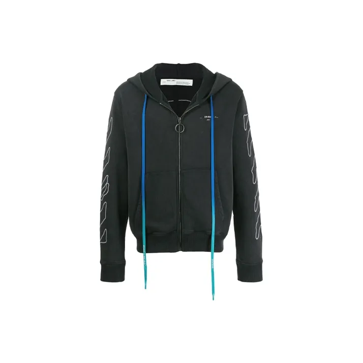 OFF WHITE Embroidered Abstract Arrows Zip Hoodie