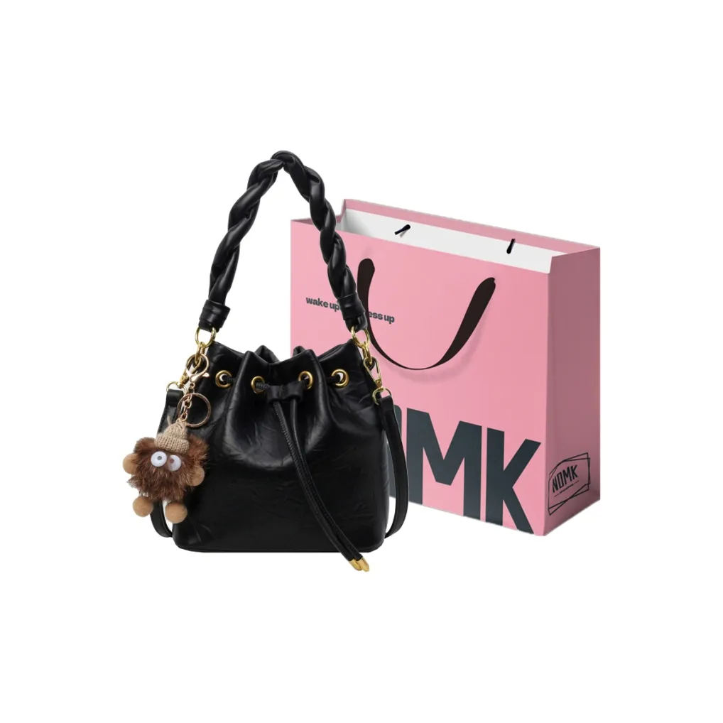 NOMK PU Bucket Bag, Underarm Bag, Shoulder Bag, Handbag Regular Women's Black/Ecru