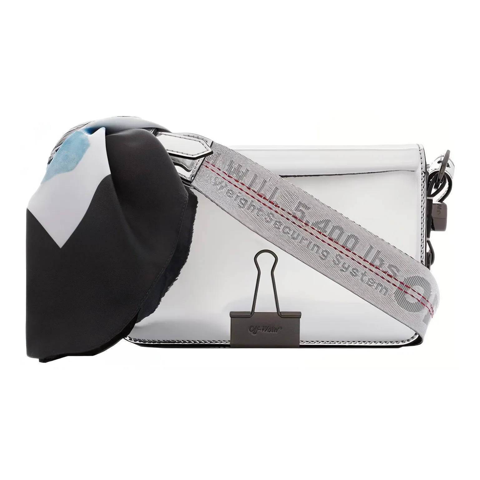 OFF WHITE Cow Leather Crossbody Bag, Shoulder Bag Women's Silver