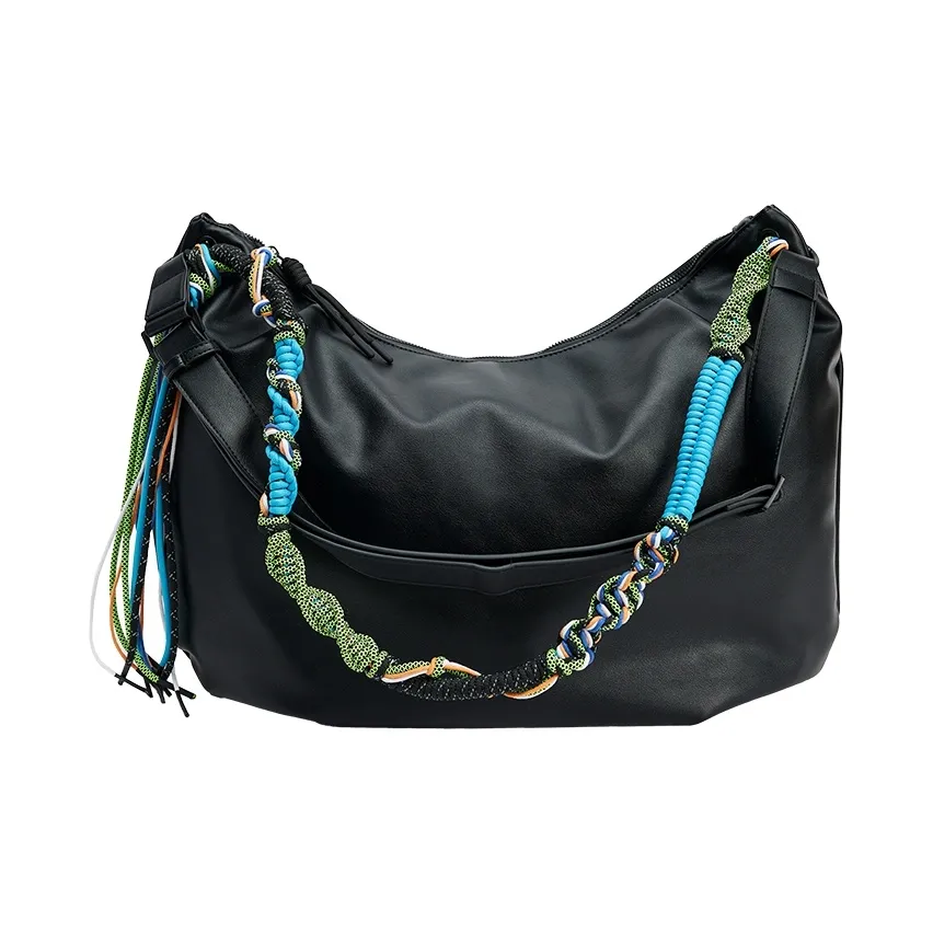 URBAN REVIVO Artificial Leather Shoulder Bag, Crossbody Bag Men's Black