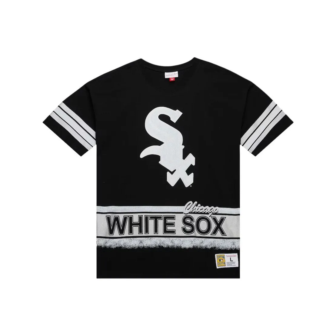 Mitchell & Ness x MLB White So Chicago Fashion Oversized Vintage T Shirt Men's Black