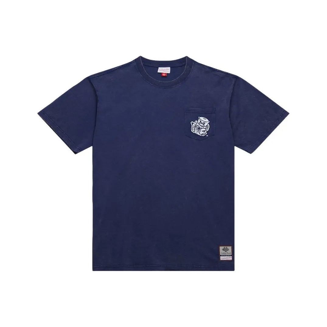 MITCHELL NESS x NCAA Винтажный логотип Fade Away Премиум Карманная футболка Мужская Морской синий