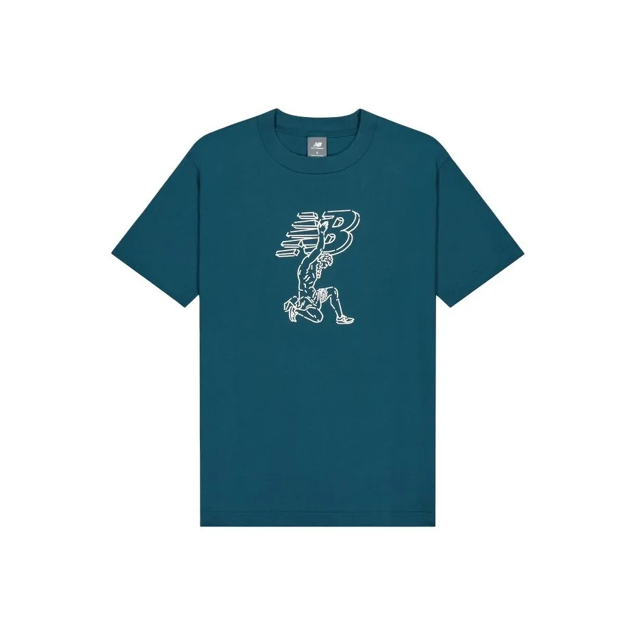 New Balance совместный бренд SS25 T-рубашка мужская синяя зеленая