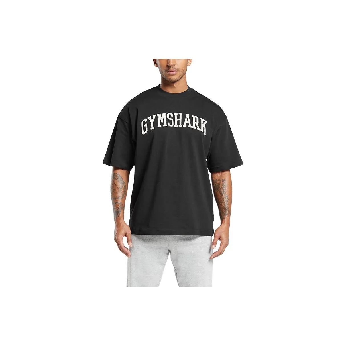 GYMSHARK Drop Shoulder Sleeve T Shirt Men's Black