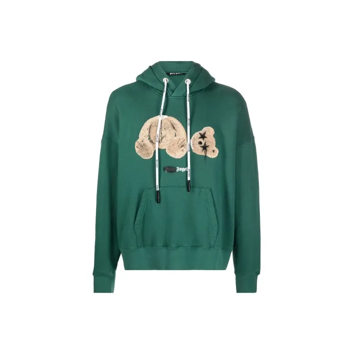 PALM ANGELS Bear Print Sprayed Logo Hoodie