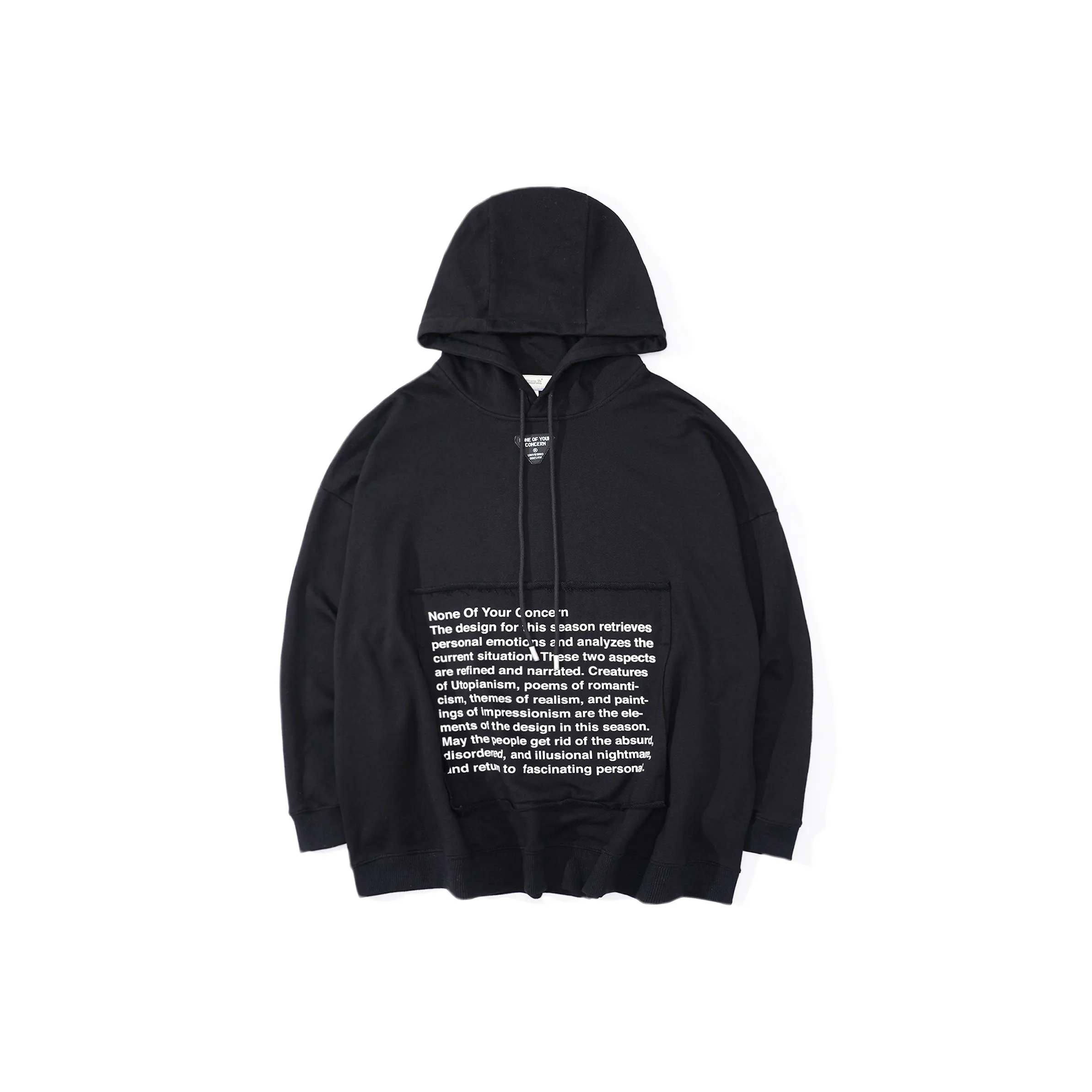 UNVESNO С капюшоном свободный крой стандартный свитшот унисекс черный