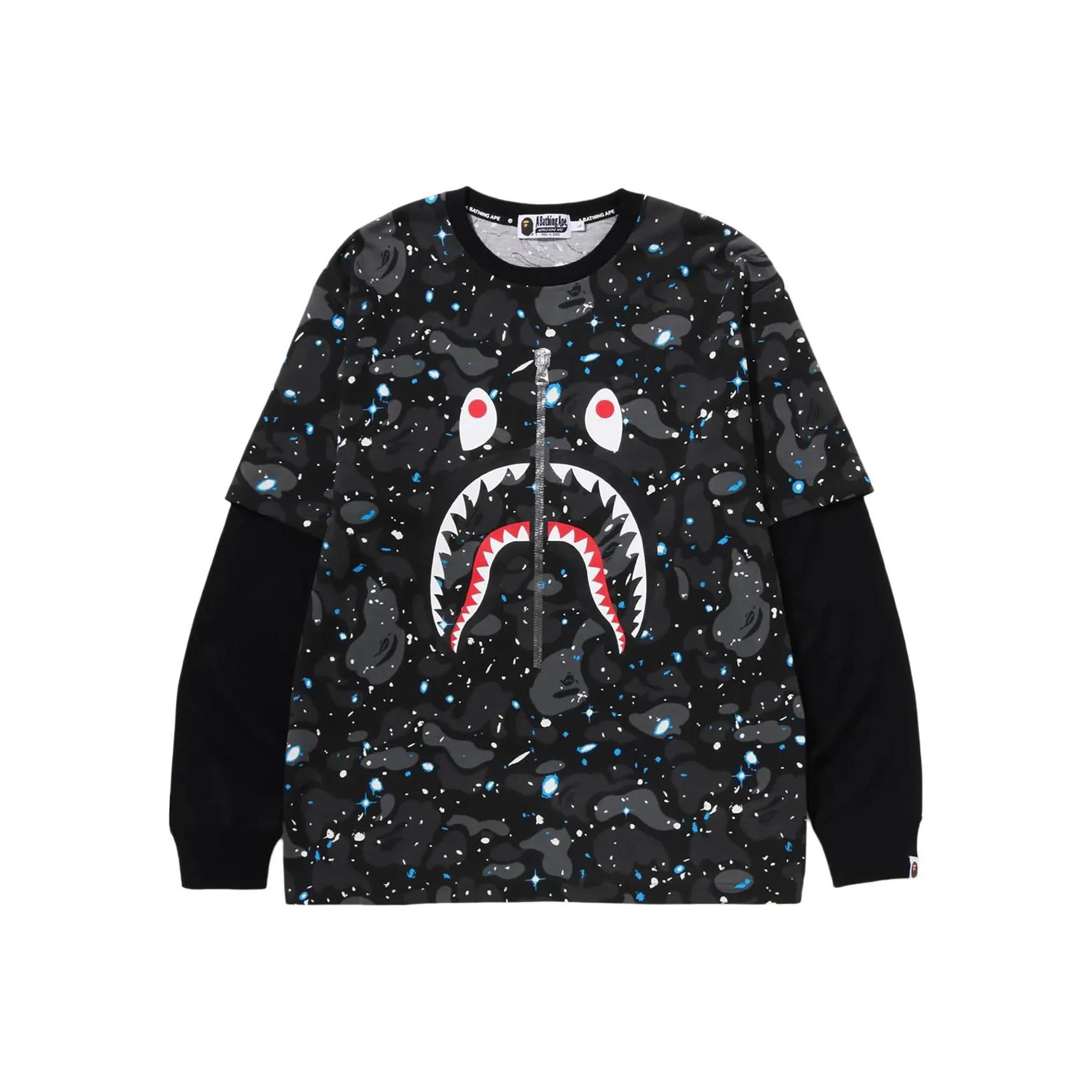 Bape Space Camo Shark Layered Long Sleeve Tee