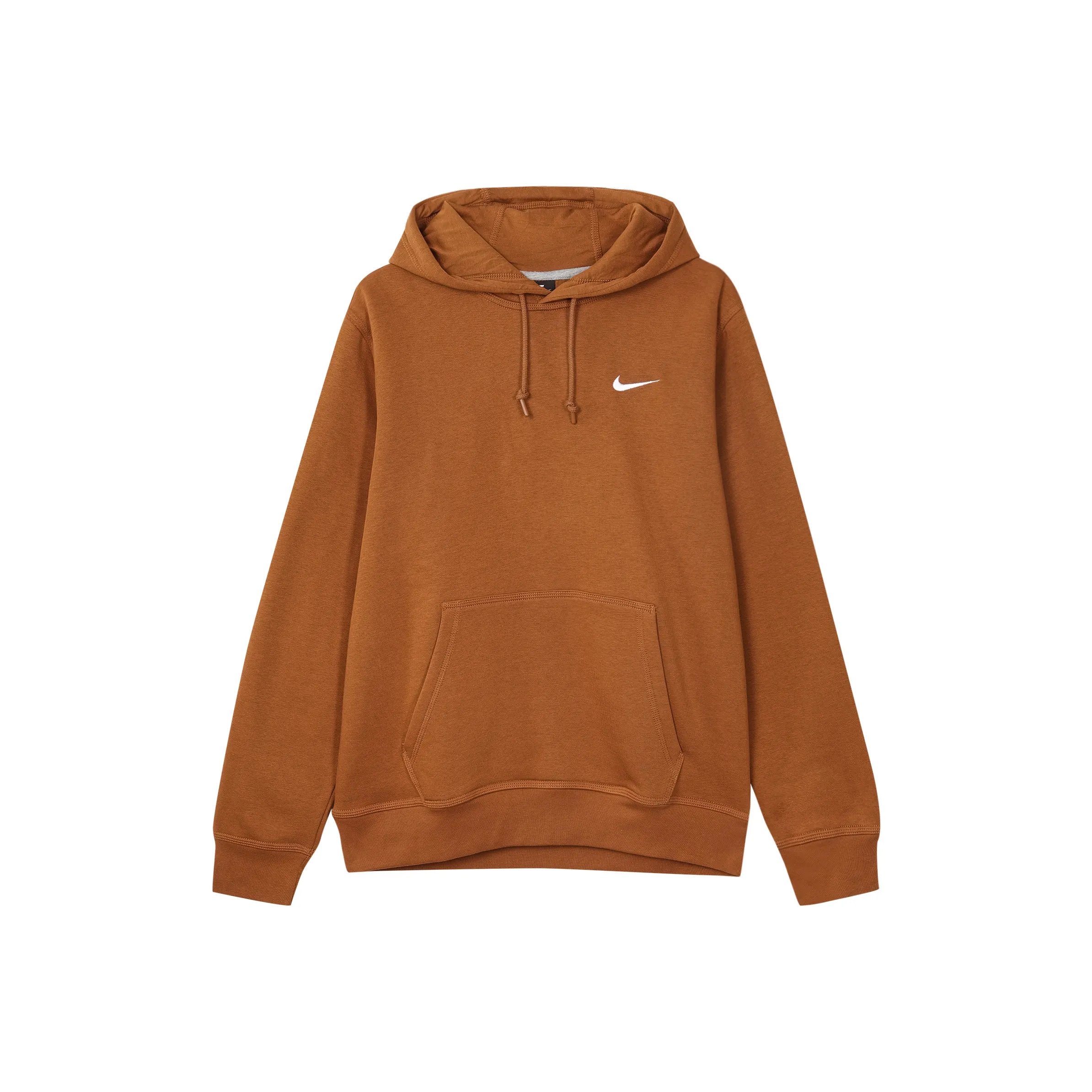 Nike Club Swoosh Men's Logo Drawstring Pullover Hooded Sweatshirt Tawny