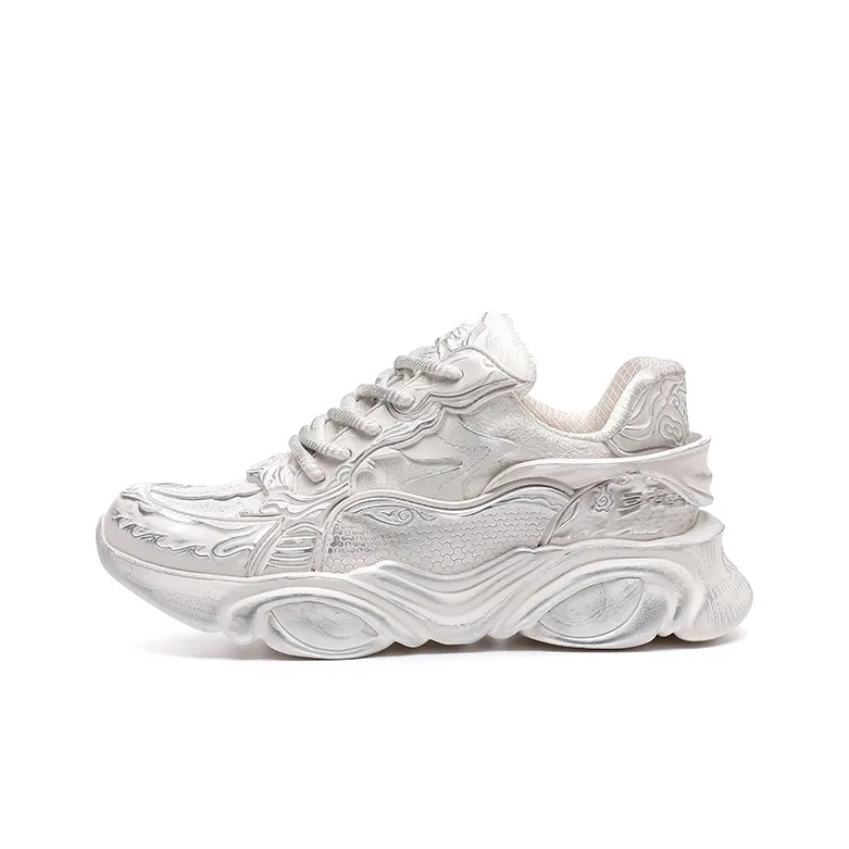 SANGUSANXIN Anti Slip And Wear Resistant Height Increasing Low Top Chunky Sneakers Men's White