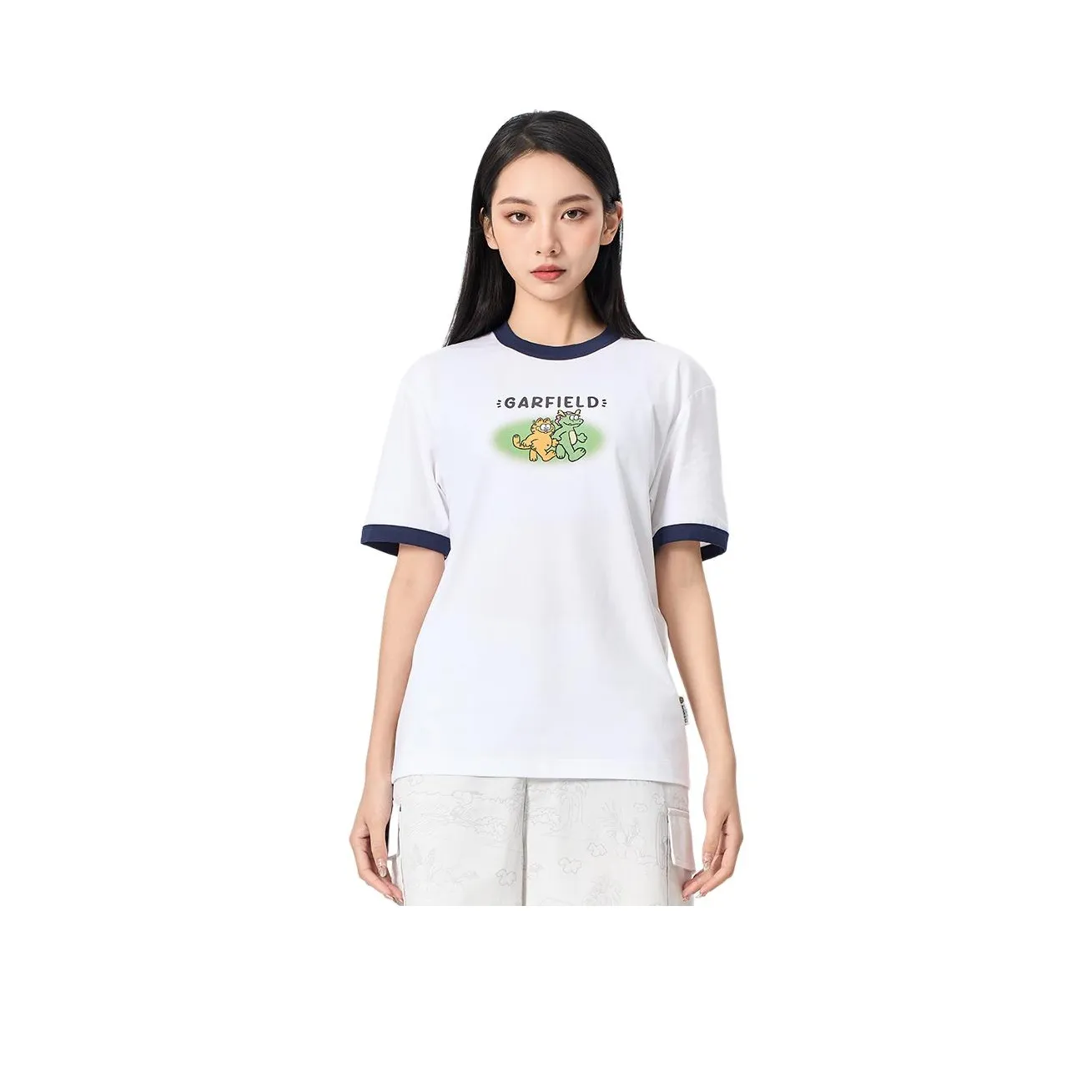 Веселье x garfield LIANMINGKUAN T-рубашка унисекс белая